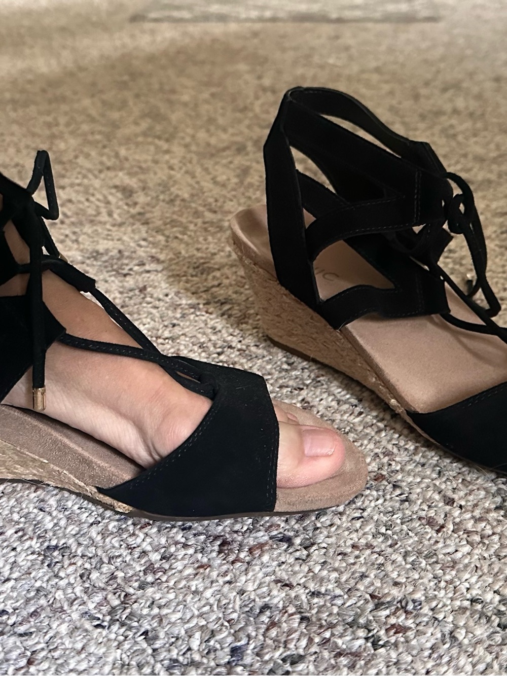 Vionic Calypso Black Lace-Up Espadrille Wedge - Picture 2 of 6